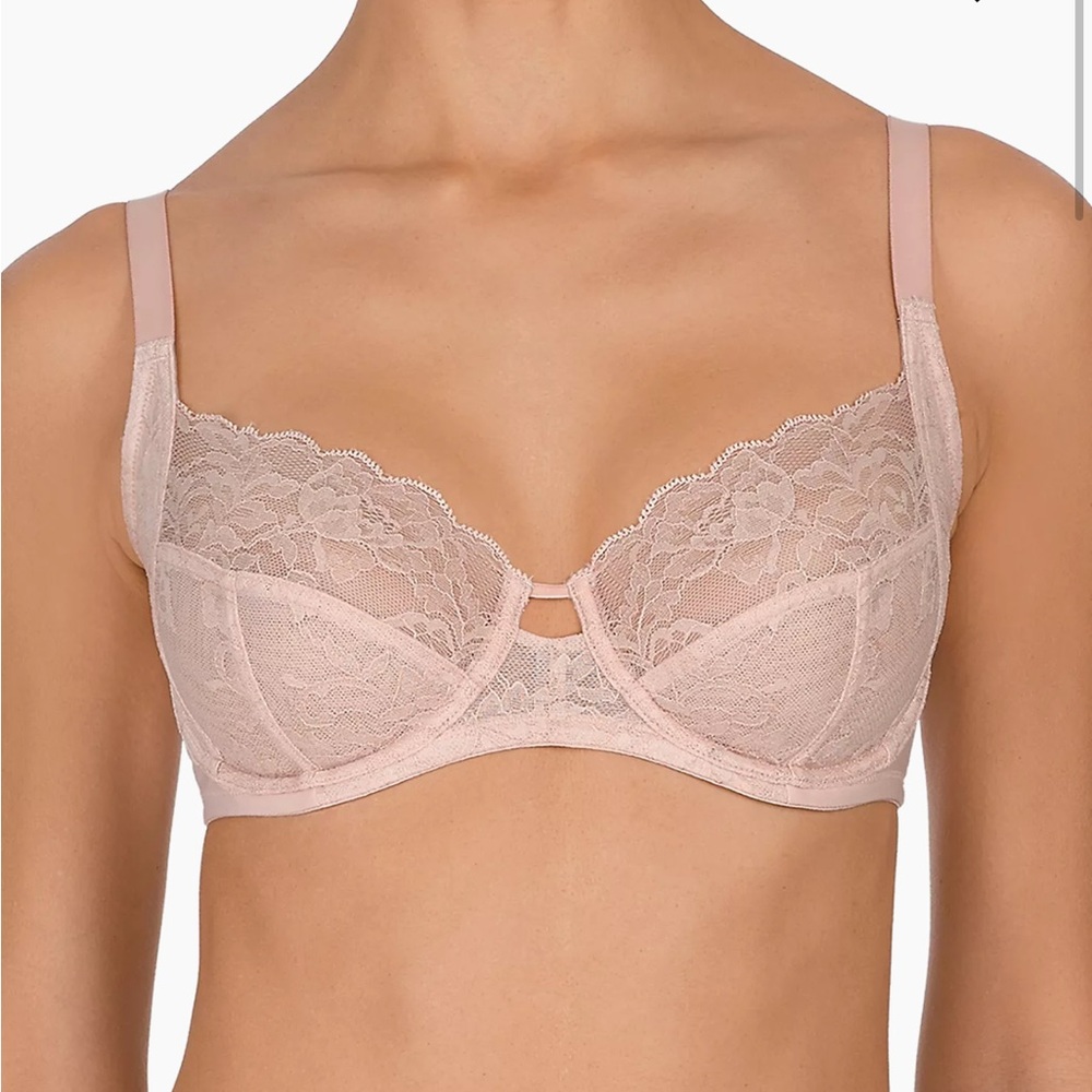 NWT NATORI 746211 Statement Lace Sheer Side Support Underwire Bra Rose Size 34C